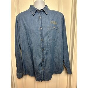 Mens Original Weatherproof Vintage Denim Long Sleeve Button Up Shirt New York